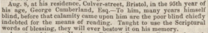 George Cumberland Death August 16, 1848