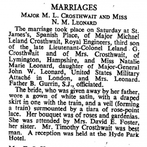 Michael Crosthwait Wedding Sep 12 1949