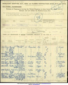 Cyril Herbert Stafford Reis on Passenger List