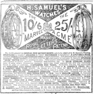 H Samuel Watch Ad December 12 1896