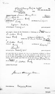 Marriage Banns of James Hnery Man and Francis Huntley